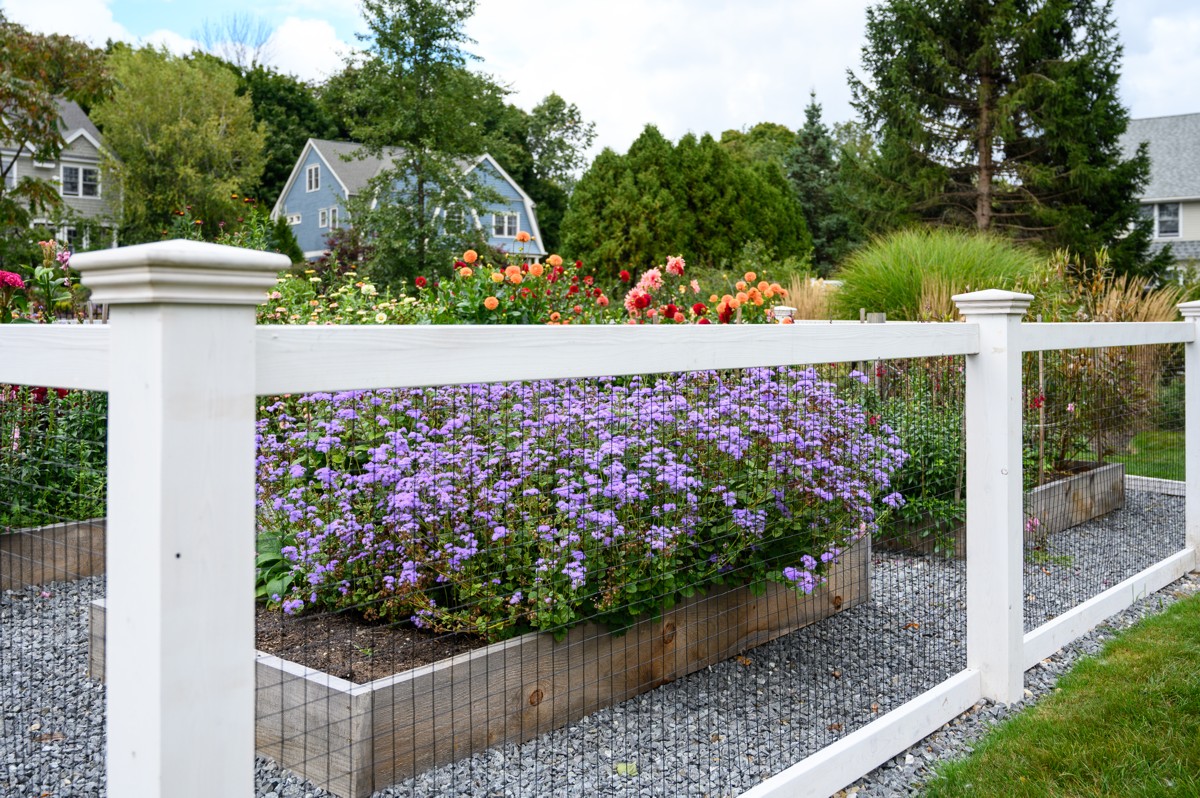 Wood and wire rigid garden fence