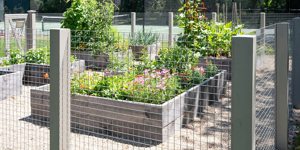 Wood and wire rigid garden fence